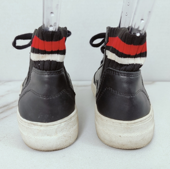 Madden Girl Black Faux Leather Knit Collar Platform Sneakers, Sz 7 - Picture 8 of 12